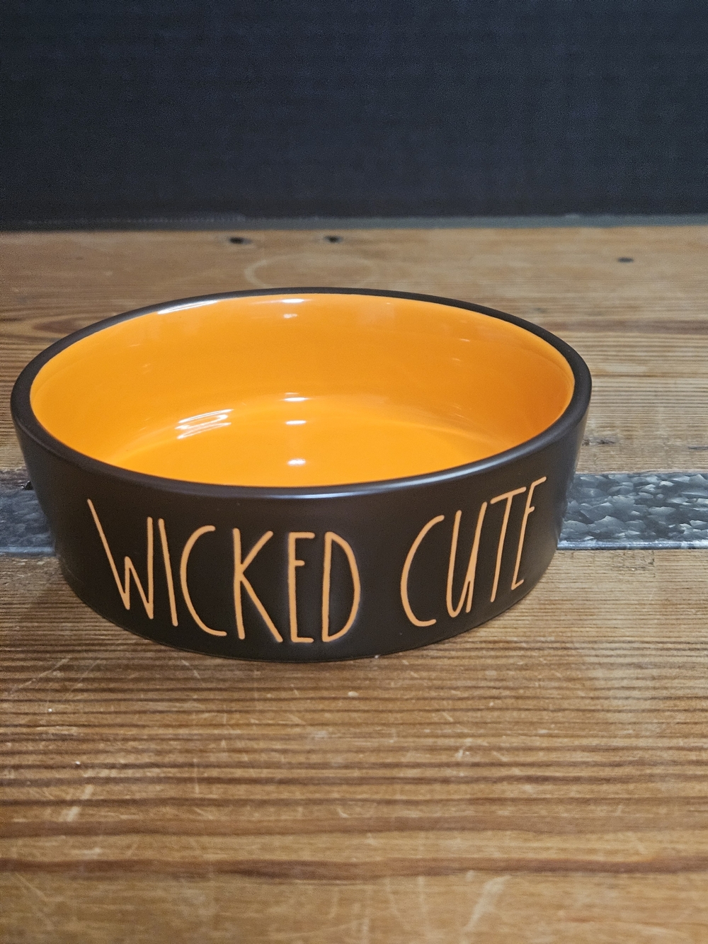 Rae Dunn Wicked Cute Orange and Black Ceramic Bowl
